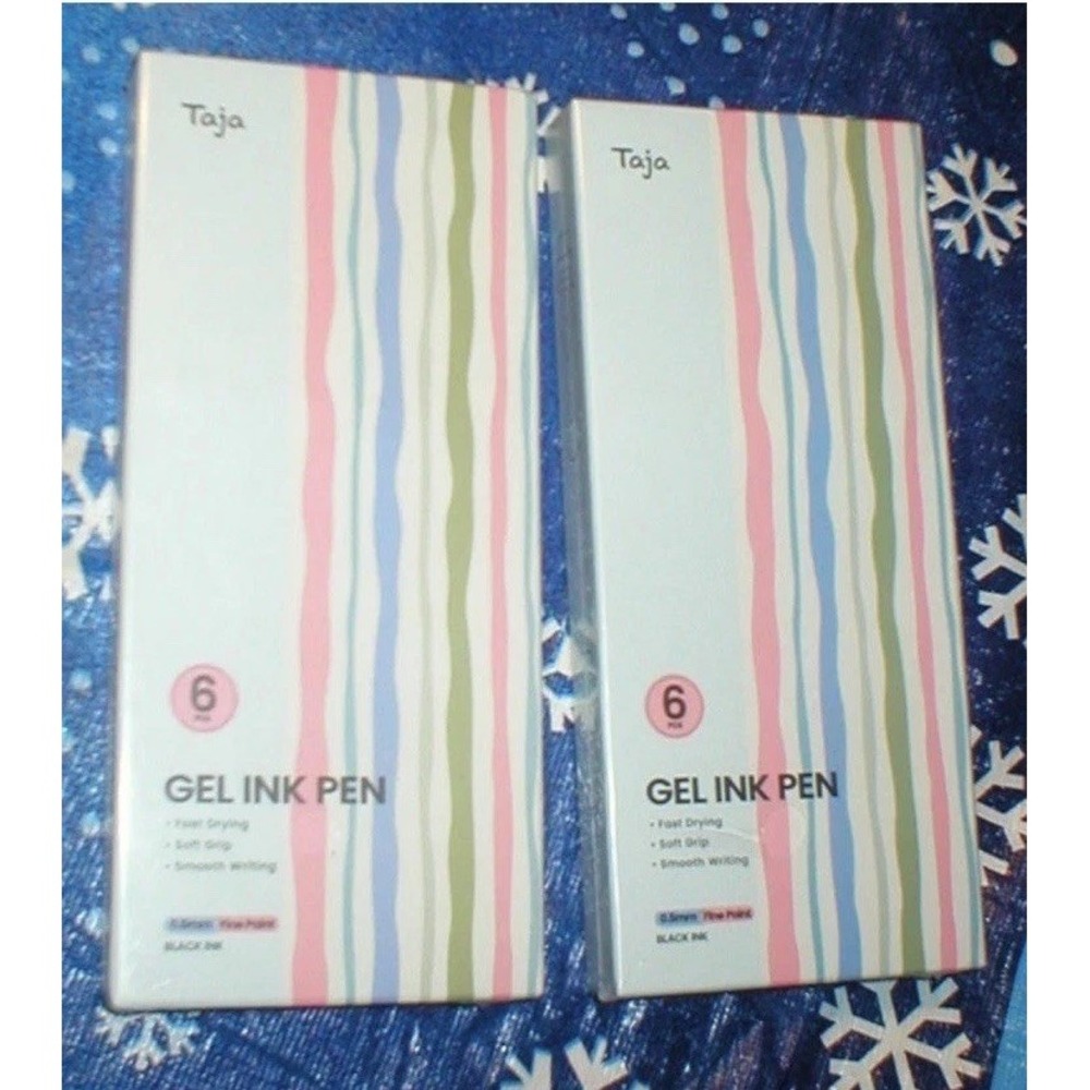 Taja Gel Ink Pens Office 12 Pack Black New 0.5mm Fine Point Sealed 2 Boxes
